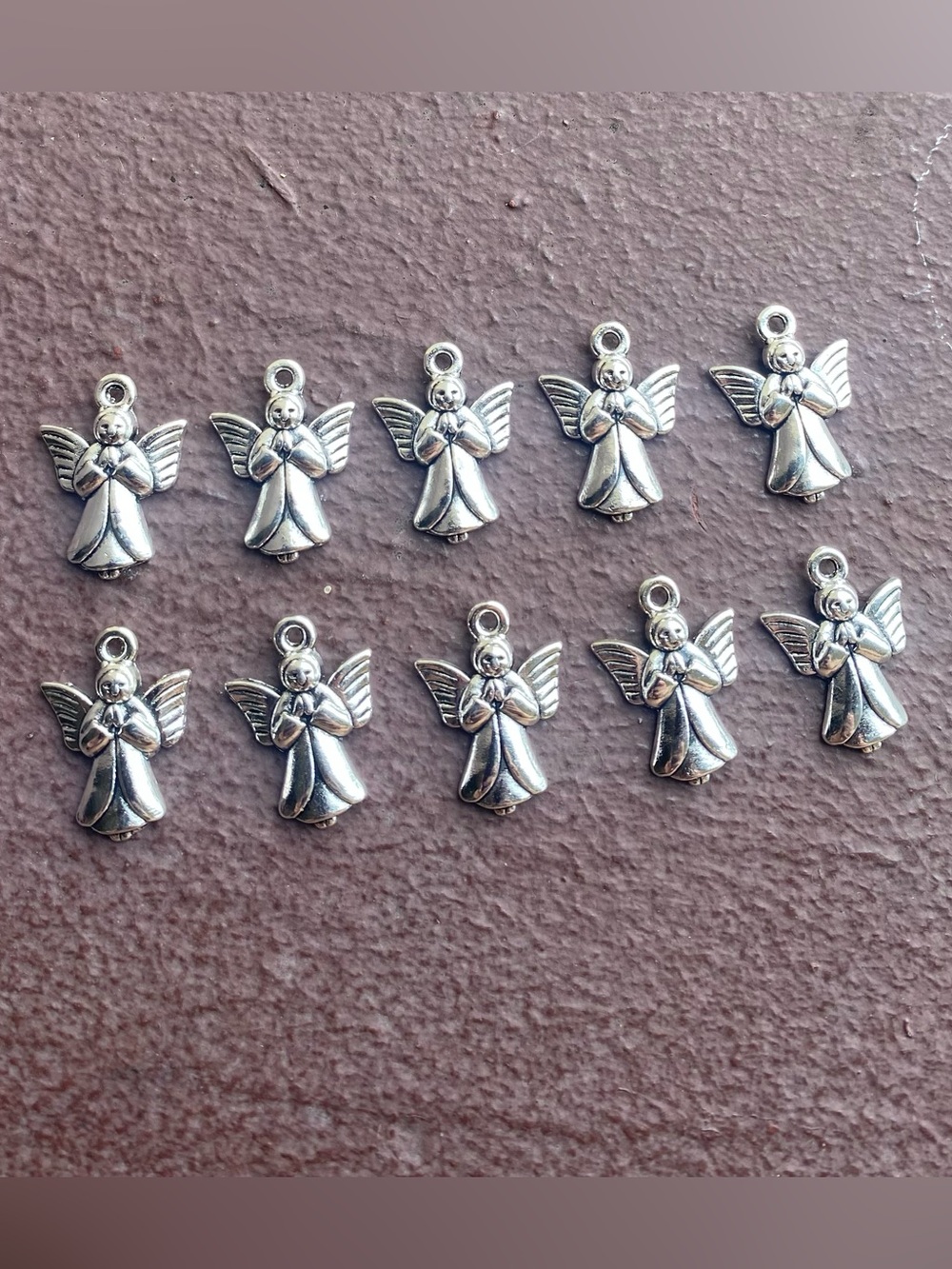 10 Piece Praying Angel Stainless Steel Silver Charm Pendants for DIY Jewelry